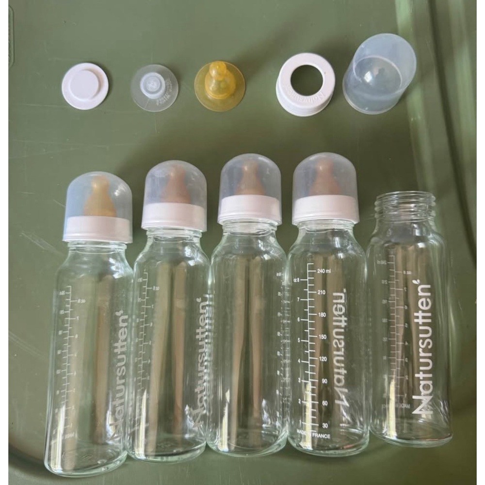 Natursutten Glass Baby Bottles 8oz - 5 Pack Anti Colic Feeding Milk